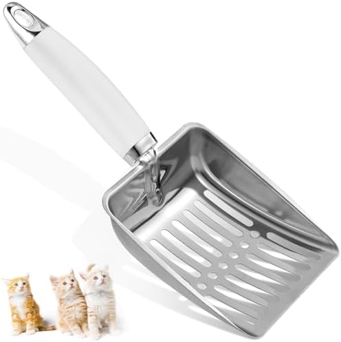 Cat Litter Scoop - Stainless Steel Metal Cat Litter Scoop-Sturdy Mesh Scooper - Mesh Shovel-Easy to Clean - Suitable for Cat Litter Box -Grey White-Christmas by Apidgrowth