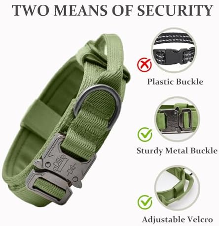 Tactical Dog Collar, Adjustable Military Training Nylon Collar, Green XXL - Image 4