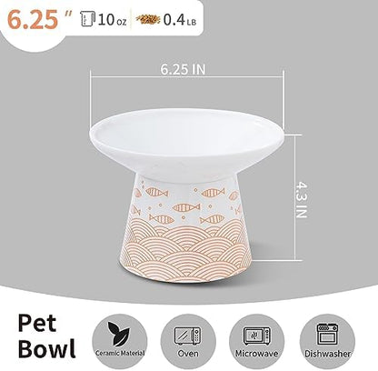 6.25 in Extra Wide Ceramic Raised Cat Bowl 2 Pack - Image 4