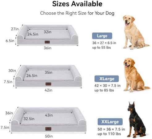 WESTERN HOME Orthopedic Dog Beds Large Sized Dog Washable Dog Couch, 36in - Image 4