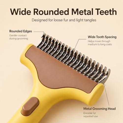 Undercoat Rake for Dogs & Cats, Self-Cleaning Deshedding Grooming Tool - Image 4