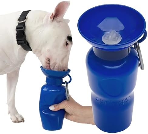 Springland 22oz Classic Portable Dog Water Bottle with Built-in Bowl,Indigo by Springland