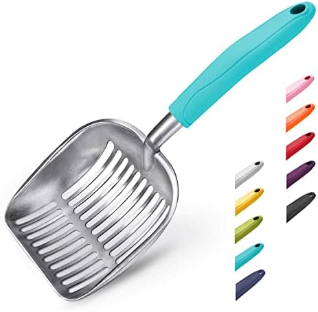 WePet Cat Litter Scoop, Aluminum Alloy Sifter, Kitty Metal Scooper, Deep Shovel, Long Handle, Poop Sifting, Kitten Pooper Lifter, Durable, Heavy Duty, for Litter Box by WePet