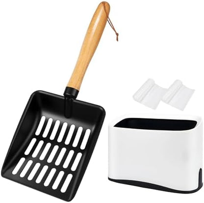 Cat Litter Scoop, Metal Litter Scoop, Short with Holder by HANDZEE