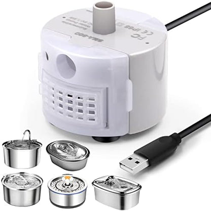 Cat Water Fountain Pump for 3.2L/108oz Stainless Steel Cat Water Fountain and 67oz/2L Stainless Steel Cat Fountain, Petilog Pet Fountain Pump, Ultra Quiet Cat Fountain Pump by Petilog