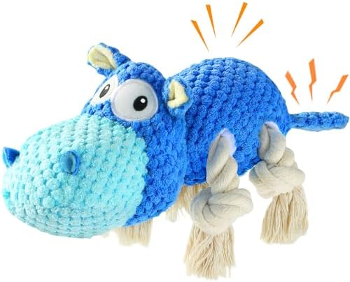 TOOPTATE Hippo Squeaky Dog Toy, Blue, Large by TOOPTATE