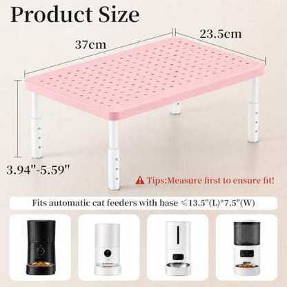 Adjustable Automatic Cat Feeder Stand - Elevated Cat Feeder Stand with 3 Height Settings, Fits Most Automatic Feeders & Tradition Bowls, Raised Pet Feeding Table Station for Cats & Small Dogs - Pink - Image 4
