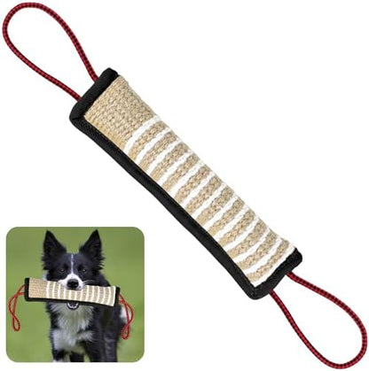 ToLanbbt Dog Tug Toy Bite Jute Pillow Pull Toy with 2 Strong Handles Perfect for Tug of War, Puppy Interactive Play, Tear Resistant Bite Training for Small Medium Large Dogs (Black-Rhombic) by ToLanbbt