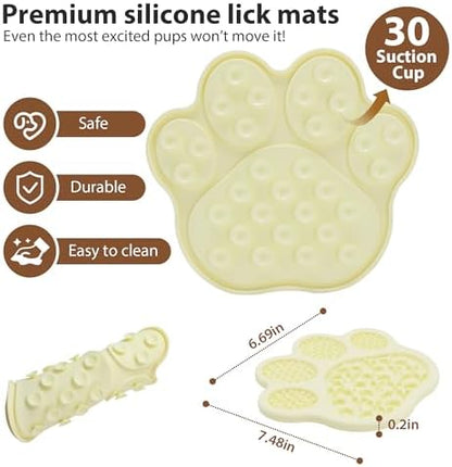 Lick Mat for Dogs and Cats, Slow Feeder Mats with Suction Cups - Bathing, Grooming and Training, Anxiety Relief Feeding Pad,Dishwasher-Safe Yellow - Image 6