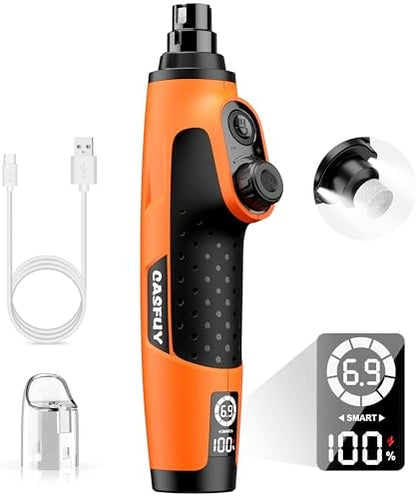 Casfuy Smart 6-Speed Dog Nail Grinder - 50% More Power Pet Nail Grinder with 2 LED Lights Quiet Rechargeable Electric Dog Nail Trimmers File Toenail Grinder for Large Medium Small Dogs & Cats(Orange) by casfuy