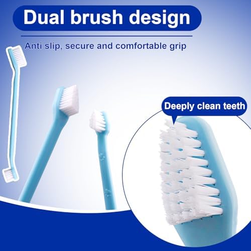 9 Pcs Dog Toothbrush Set, Three Sided Pet Toothbrush Brush,360º Pet Toothbrush Soft Nano Bristles Tooth Brush for Cat Dog Puppy Kitten Dental Care - Image 4