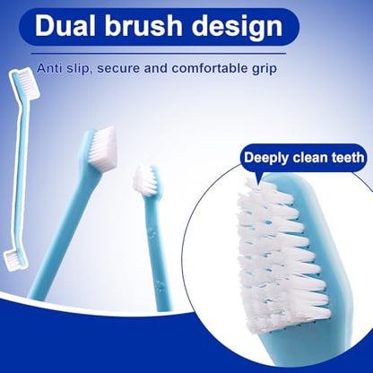9 Pcs Dog Toothbrush Set, Three Sided Pet Toothbrush Brush,360º Pet Toothbrush Soft Nano Bristles Tooth Brush for Cat Dog Puppy Kitten Dental Care - Image 4