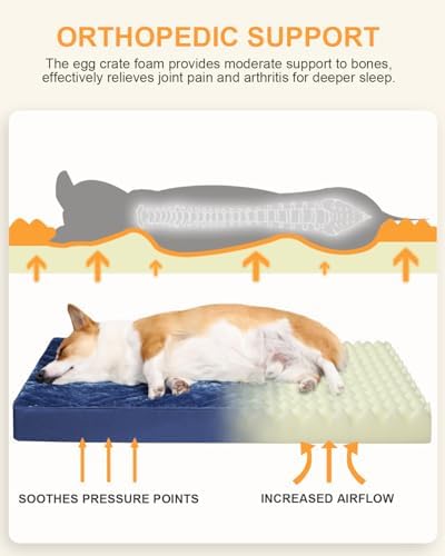 KSIIA Orthopedic Dog Bed for Small Dogs with Waterproof Lining, Blue, 23x17 - Image 2