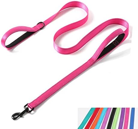 Traffic Handle Dog Leash 4FT, Reflective Dog Lead with Two Handle, Hot Pink by YOUALSO