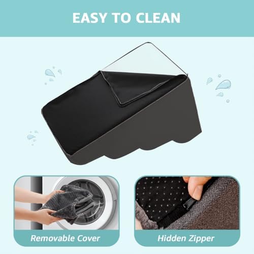 Oiilores Dog Stairs for Small Dogs 15" H, 3-Step Dog Steps Ramp for Couch Sofa and Chair with Anti-Slip Washable Cover and Durable High Density Foam, Pet Stairs for Cats, Grey - Image 4
