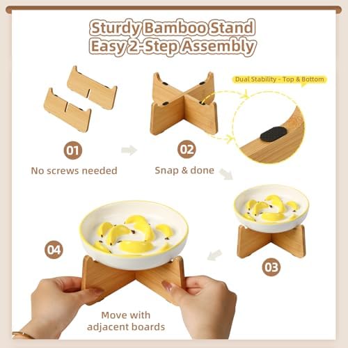 Ceramic Slow Feeder Cat Bowl, 6.3'' Wide Whisker Friendly Cat Puzzle Feeder - Image 4