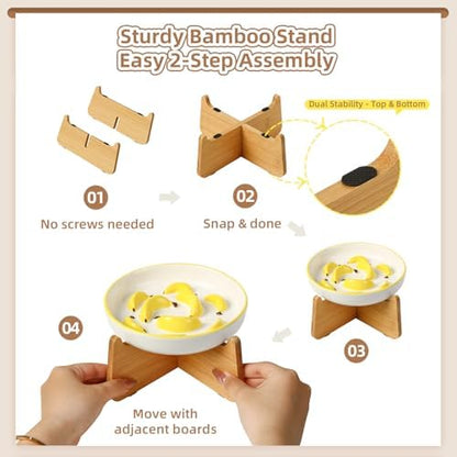 Ceramic Slow Feeder Cat Bowl, 6.3'' Wide Whisker Friendly Cat Puzzle Feeder - Image 4