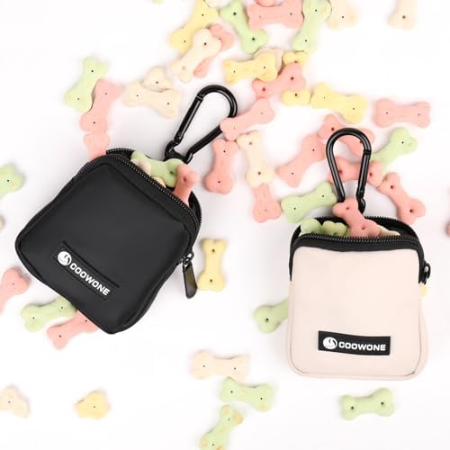 Dog Treat Pouch 2 PCS, Waterproof Small Dog Treat Bag for Leash, Hands Free Dog Walking Bag with Carabiner, Dog Poop Bag Holder for Pet Puppy Travel or Outdoor Use, Zipper Closure to Avoid Spilling - Image 2