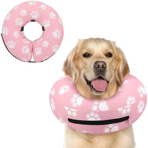 Supet Inflatable Dog Cone Collar Alternative After Surgery, Doggie Neck Donut Collar Recovery E Collar for Neuter, Soft Dog Cone for Small Medium Large Dogs by Supet