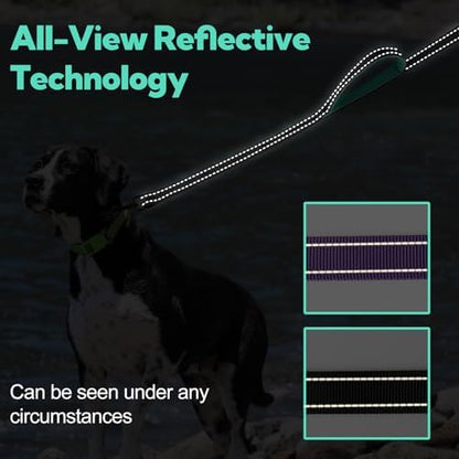 Double Handle Dog Leash 6FTX1IN, Heavy Duty Leash with Reflective, Black - Image 4