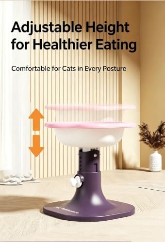 Elevated Pet Bowl with Stand, Flower Shape, Adjustable Height, Cat Dog Food Water Dish (Pink Violet) - Image 3