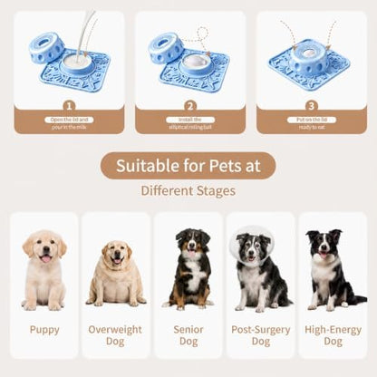 Dog Licking Slow Feeder Bowl with Rolling Ball Anti-Gulping, 2 in 1 Dog Non-Slip Lick Mat, Edible Silicone for Wet Food, Yogurt, Bone Broth, Nutrient Solution Blue - Image 5