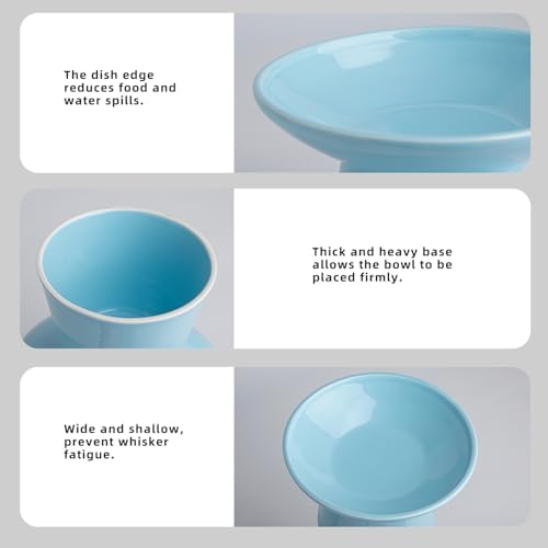 Ceramic Elevated Cat Food Bowls,6.2" Wide,1-Pack,Blue - Image 4