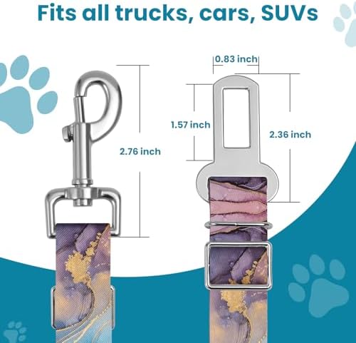 Adjustable pet cat and Dog car seat Belt，The Lanyard is Flexible and Adjustable from 20 to 33 inches(Light Luxury Marble) - Image 5