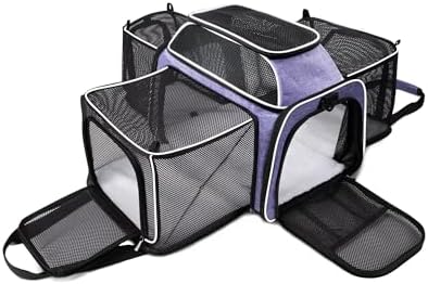 Cat Carrier Bag,Airline Approved Pet Carrier Soft Side Pet Travel 5 Sides Open Doors 4 Sides Expandable Foldable Dog Carrier with Fleece Pad(Patent Pending) Purple by Unknown