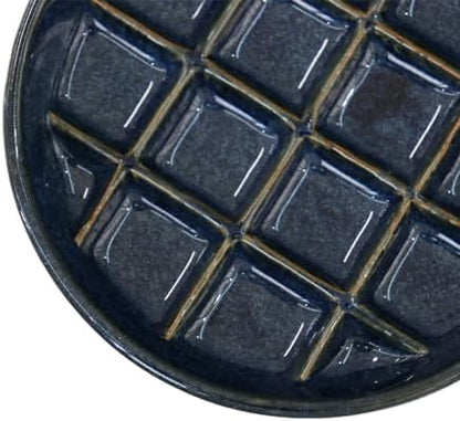 Ceramic Slow Feeder Bowls 6 Inch Shallow Whisker Friendly Food Bowls Grid Dishes Pet Plate for Cat and Puppy, Dishwasher Safe (Dark Blue) - Image 3