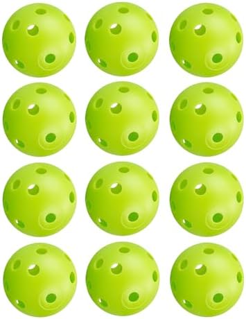 12Pcs Cat Ball Toy, Low Noise No Bells Holey Plastic Cat Balls, Funny Interactive Cats Toys for Indoor Cats, Firm Toy Balls for Kitten Puppy Ferret Bird (1.65", Green) by ENERKEEN