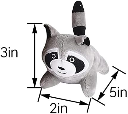 Glow Pups Raccoon Dog Toy 3 Pack with Squeaker, Plush Hide and Seek Dog Toys for Small to Medium Dogs, Burrow Replacement Animals, Woodland Gray, 3 x 5 x 2 inches