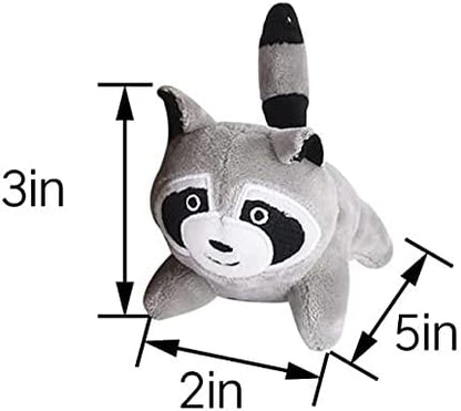 Glow Pups Raccoon Dog Toy 3 Pack with Squeaker, Plush Hide and Seek Dog Toys for Small to Medium Dogs, Burrow Replacement Animals, Woodland Gray, 3 x 5 x 2 inches