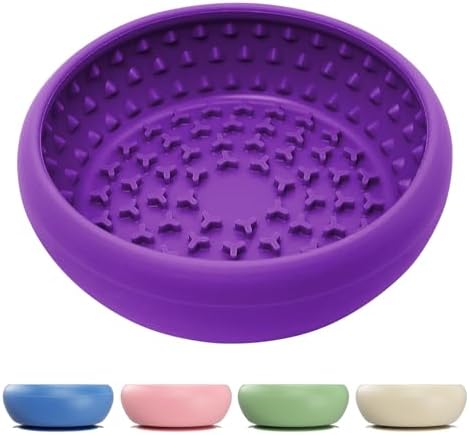 Dog Lick Bowl, Anxiety Relief Lick Mat for Dogs, Non-Slip Freeze Licking Bowl Enrichment Puzzle Feeder for Distraction, BPA Free Silicone, Dishwasher Safe(Purple-Large) by FocusingonPersonalCare