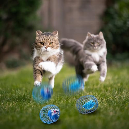 Jecery 5 Pcs Cat Toys Spring,Mouse,Blue White - Image 5