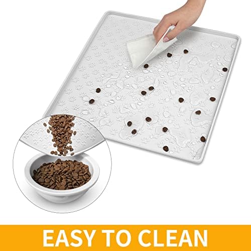 2 Pack Pet Placemat for Dog and Cat, Waterproof Silicone Pet Feeding Bowl Mats for Food and Water, Small Medium Large Dogs Mat Prevent Residues from Spilling to Floor, White, 11.8"x11.8" - Image 6
