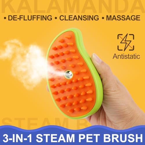 Cat Steam Brush, 3 In 1 Steamy Pet Brush, Silicone Massage Dog Hair Remover Comb, Spray Mist Grooming for Indoor Kittens (Mango Green) - Image 4