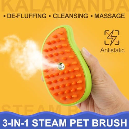 Cat Steam Brush, 3 In 1 Steamy Pet Brush, Silicone Massage Dog Hair Remover Comb, Spray Mist Grooming for Indoor Kittens (Mango Green) - Image 4