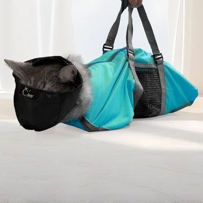 Cinf Cat Nail Clipping Cleaning Grooming Restraint Bag (Free Muzzle) Set No Scratching Biting for Bathing Nail Trimming Injecting Examining(Blue,L) by Cinf