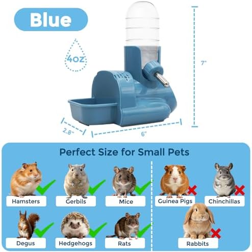 VANNON 3-in-1 Hamster Water Bottle with Food Bowl & Hideout Base, Blue - Image 6