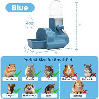 VANNON 3-in-1 Hamster Water Bottle with Food Bowl & Hideout Base, Blue - Image 6