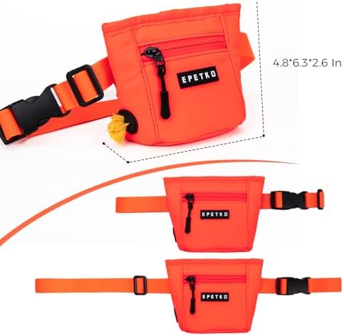 Dog Treat Pouch, Powerful Magnet Closure Device Dog Training Treat Bag Large Capacity Pet Treat Pouch with Poop Bag Dispenser Treat Bag for Dog Training with Metal Waistband Clip (Orange) - Image 5