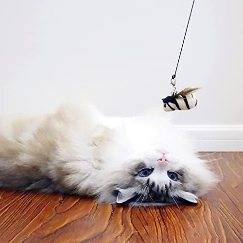 TTcat Cat Toy Replacement Cat Toy Refills, 4 Pcs Simulation Insects and Bird Feathers Refills, cat Wand Toy attachments for Cat Wand. - Image 6