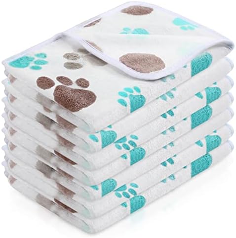 Tatuo 4 Pack Fleece Dog Blanket for Pet,Milky White,24 x 16 Inch,Paw by Tatuo