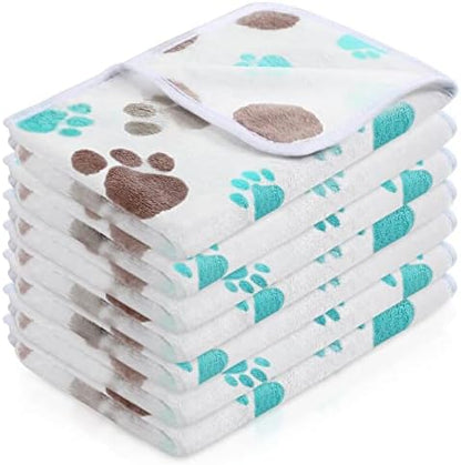 Tatuo 4 Pack Fleece Dog Blanket for Pet,Milky White,24 x 16 Inch,Paw by Tatuo