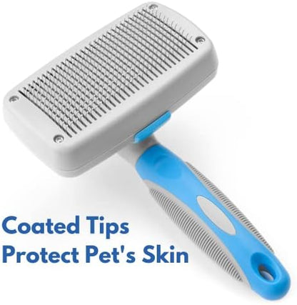 Freshly Bailey Self Cleaning Slicker Brush for Dogs and Cats - Hair Brush for Medium to Long-haired Pets - Effective, Comfortable, and Easy to Clean - White and Blue - Image 3