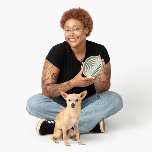 Slow Feeder Dog Bowl - Silicone Dog Bowl, Small, 6" x 1.25" - Sage - Image 4