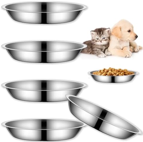 4Packs Cat-Bowls Cat Food Bowl - 6.1 Inch Stainless Steel Cats Feed Bowl for Indoor Cats Shallow and Wide Wet Food Plate Pet Feeding Whisker Fatigue Relief Pet Plate for Kitten Puppy (Type-B) by YUZI