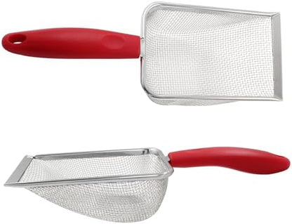 Hordion Cat Litter Scoop Stainless Steel Mesh Scooper, 2mm Mesh, Red - Image 5