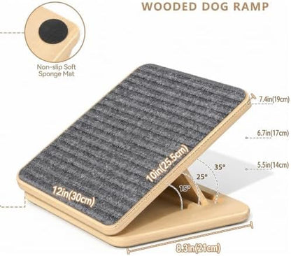 2-Pack Adjustable Small Dog Ramps, Folding Wooden Pet Ramp for Stairs - Image 2